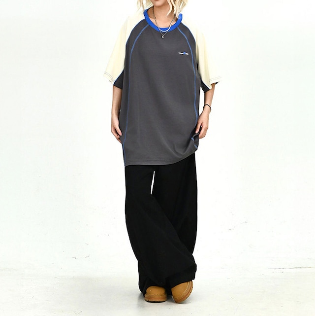 ラグランステッチワークリンガーTシャツ 2col R02035