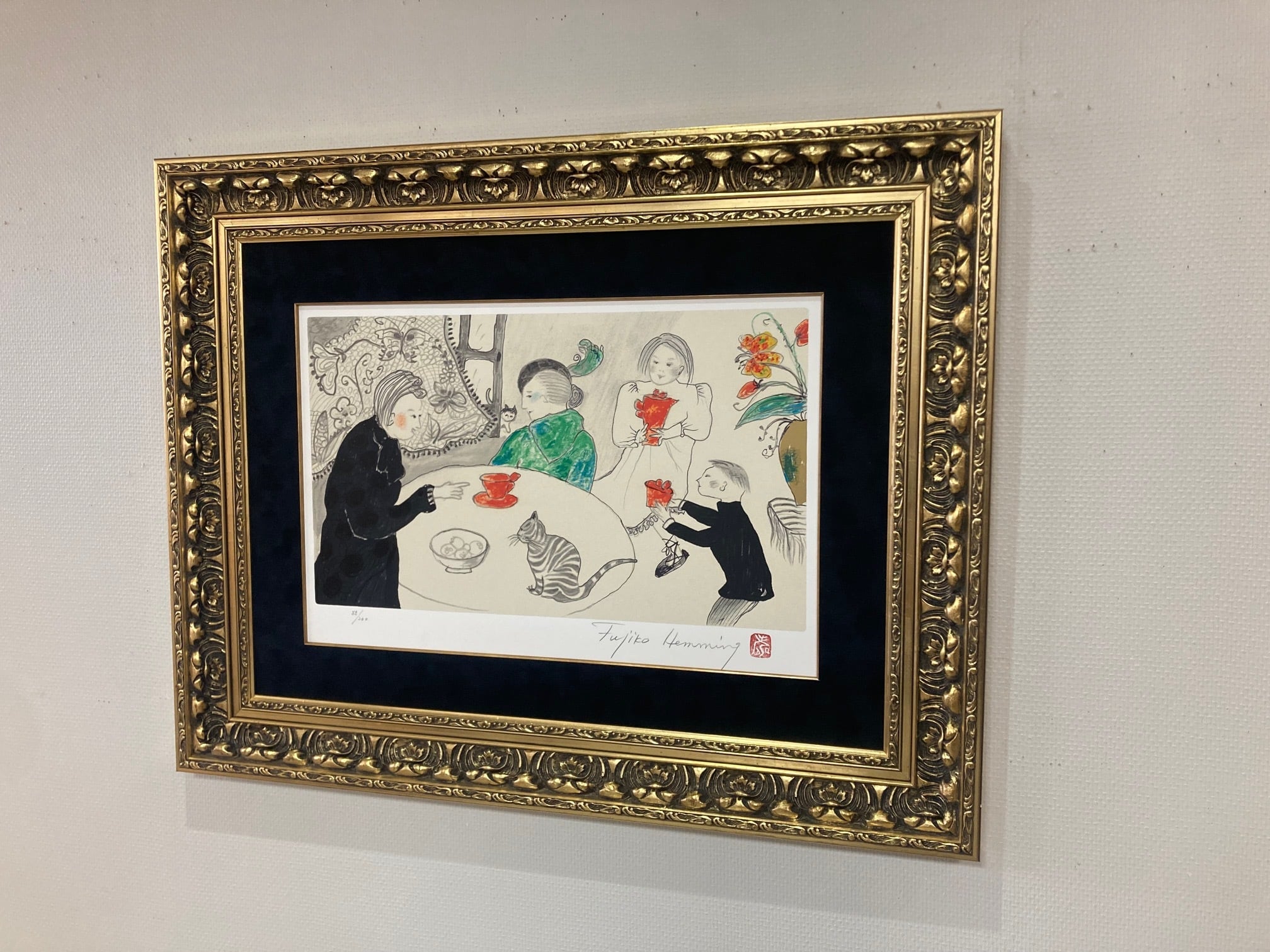 フジ子・ヘミング「柿色のティーカップ」シルクスクリーン 大島画廊