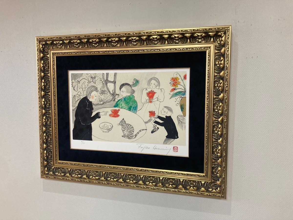 フジ子・ヘミング「柿色のティーカップ」シルクスクリーン 大島画廊 