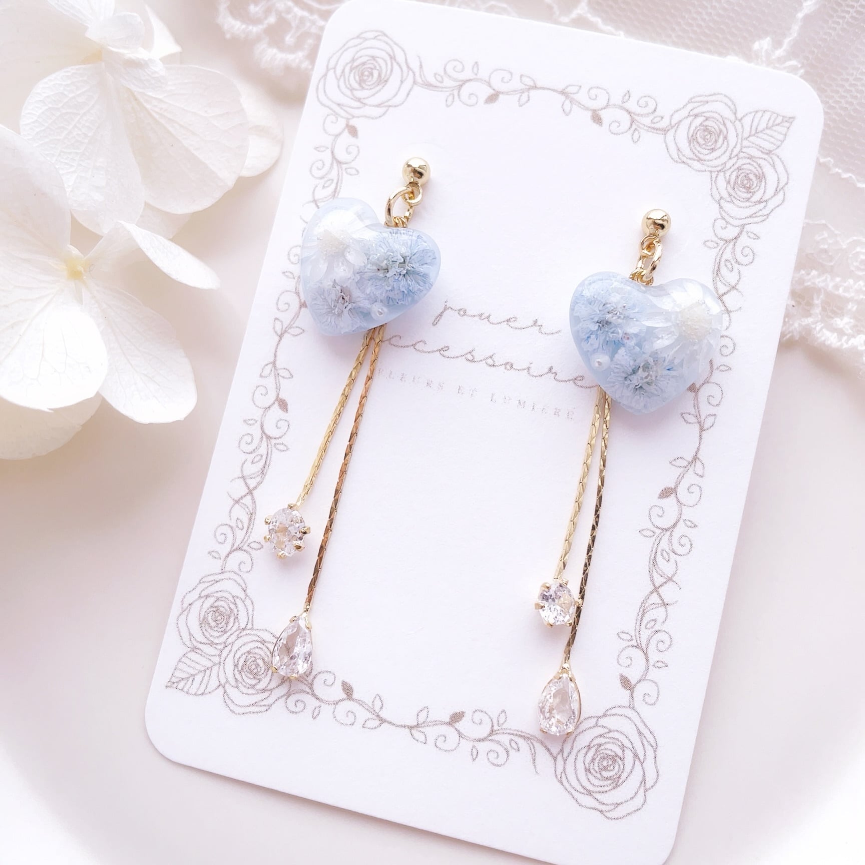 Enchantee "アンシャンテ" ジルコニアピアス/イヤリング(mist blue)