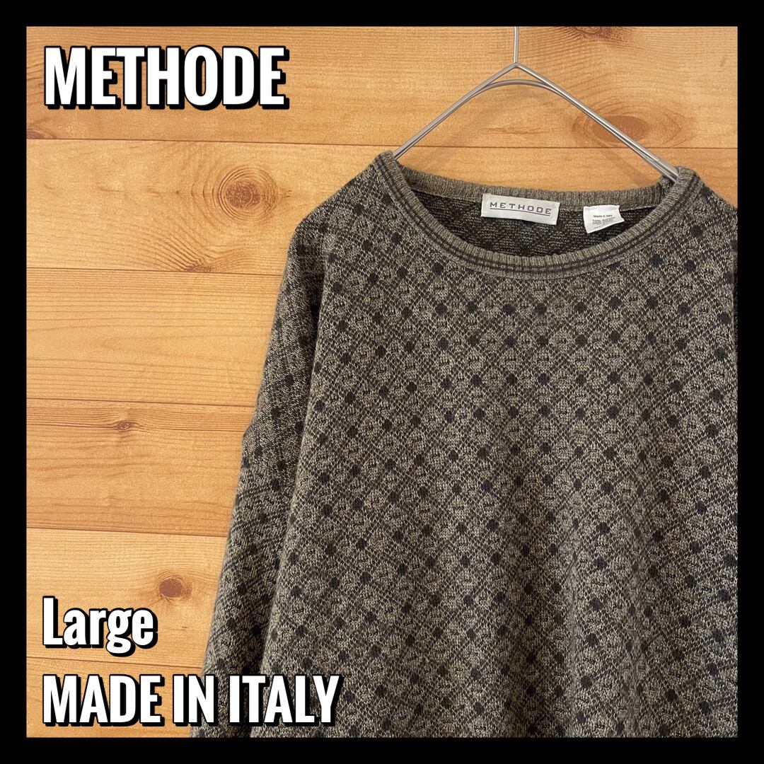 【BRANDINI】イタリア製 総柄ニット セーター クルーネック EU