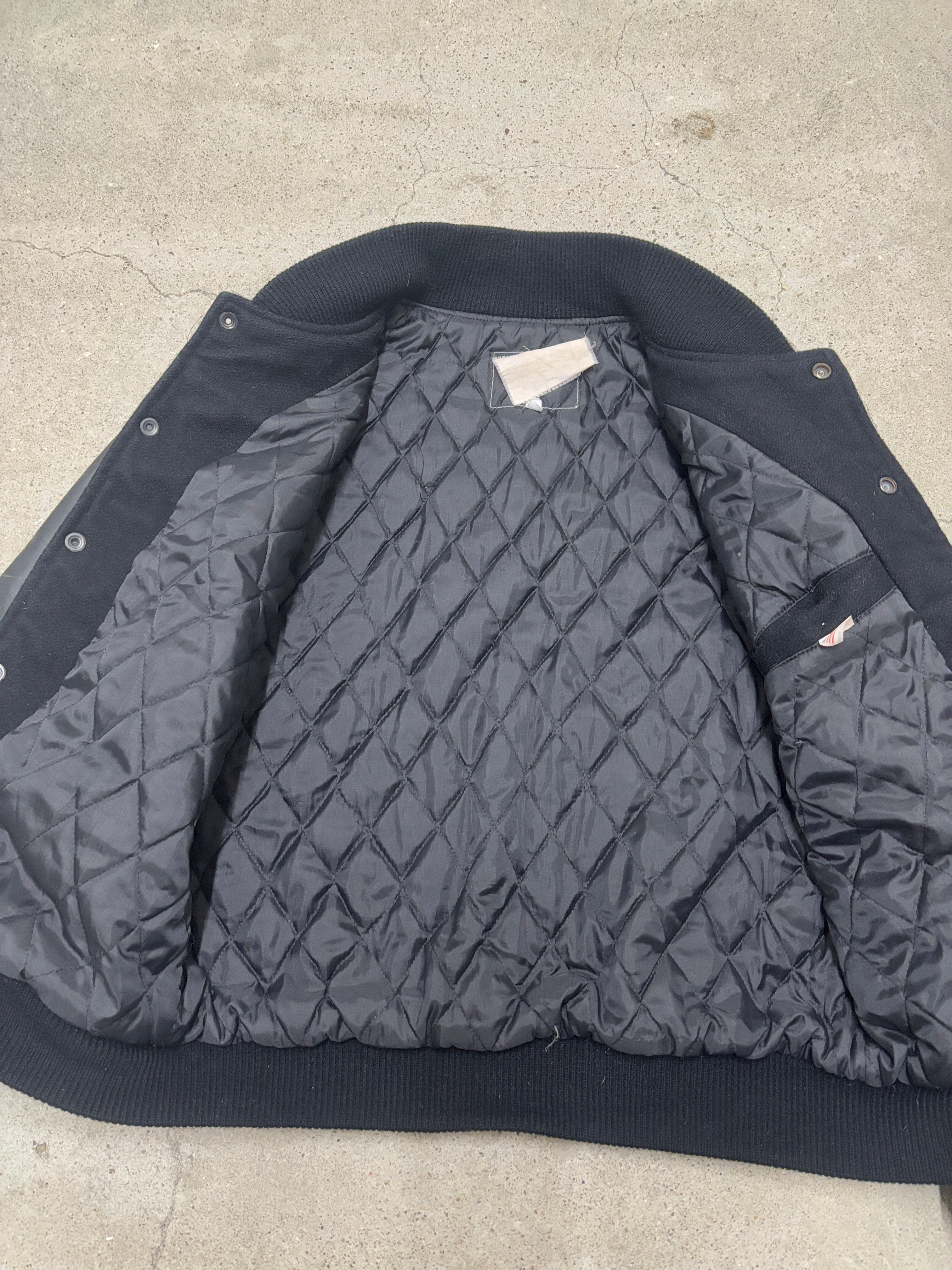 90～00s ERIC HAZE/Varsity Jacket/USA製/M/ロゴワッペン/スタジャン