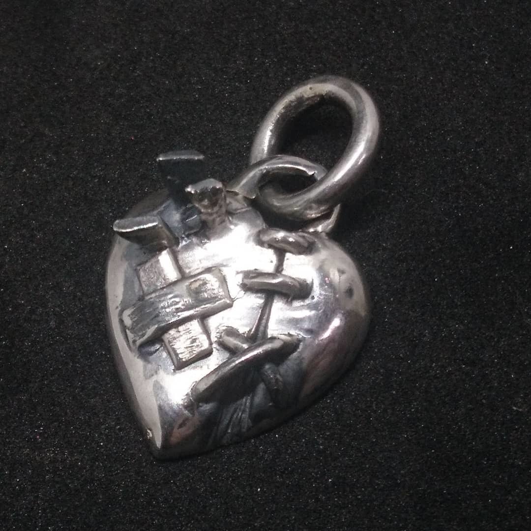 30~40s Sweet Heart jewelry Puffy Heart Sterling WWⅡ Forget me not