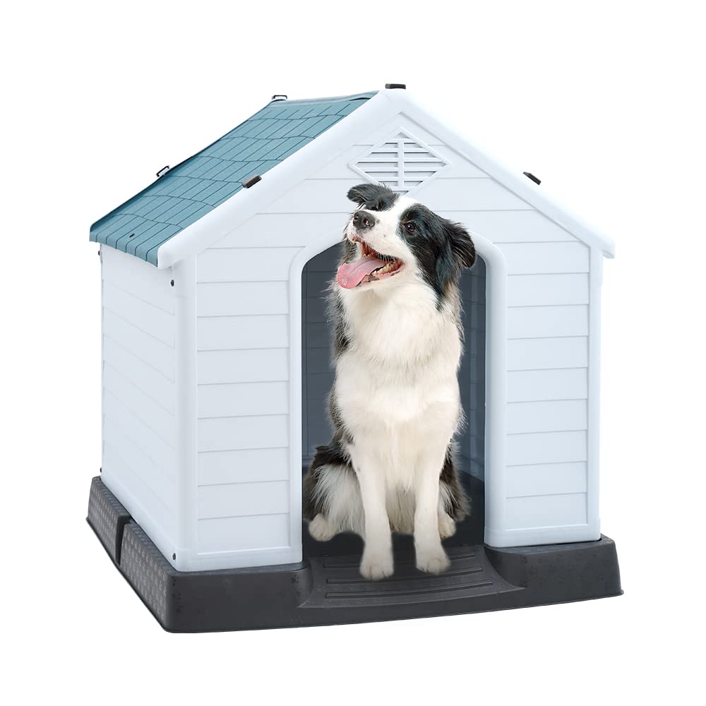 LIBERAL COMMUNE 犬小屋 中小型犬用 犬舎 組立式 ペットハウス プラスチック製 防風 防雨 通気性 換気 さびない 組立簡単 洗えるド 家庭/テラス/裏庭/室内/屋外用