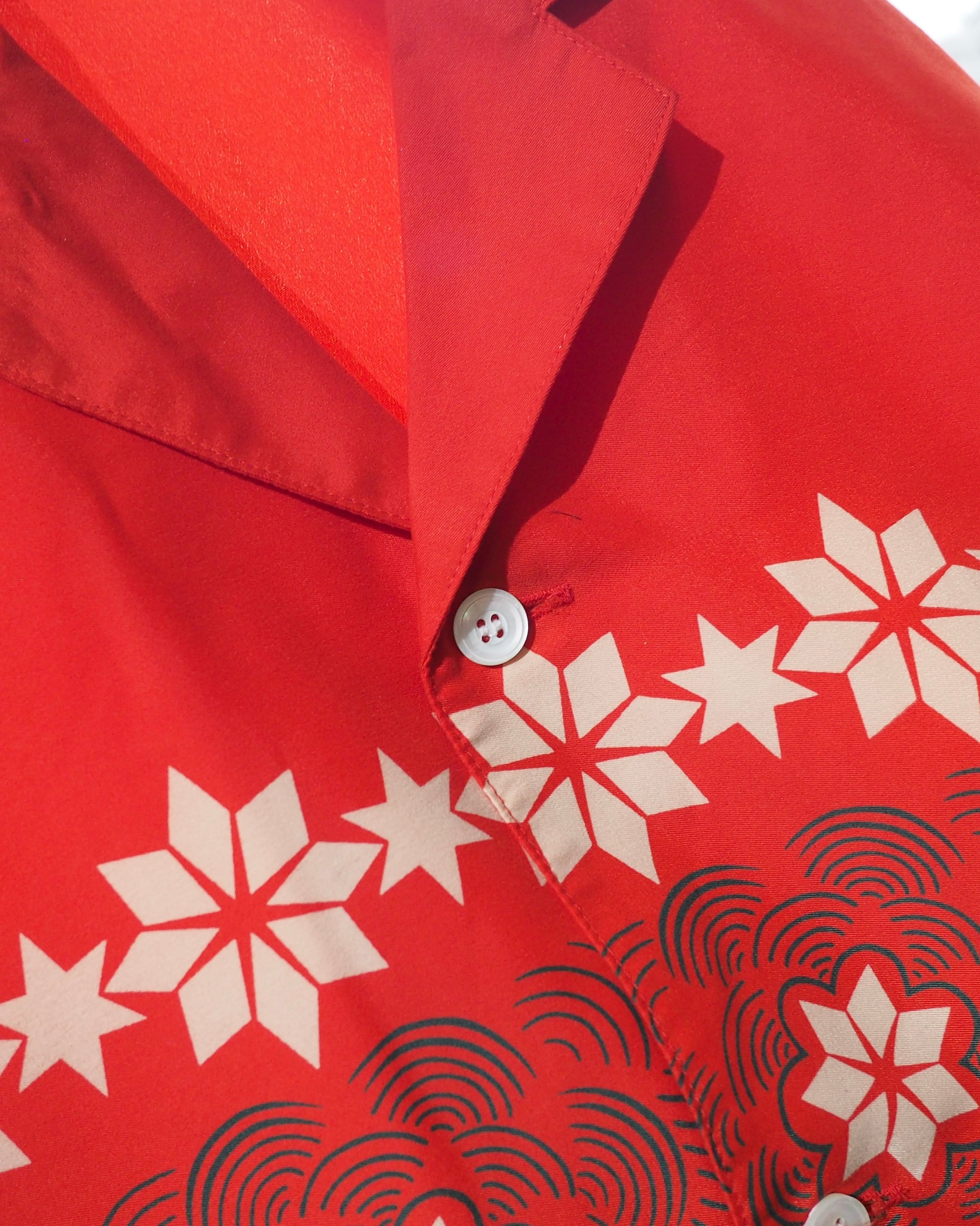 1980s " NICOLE CLUB " Arabesque oriental pattern Design vintage Open collar shirt