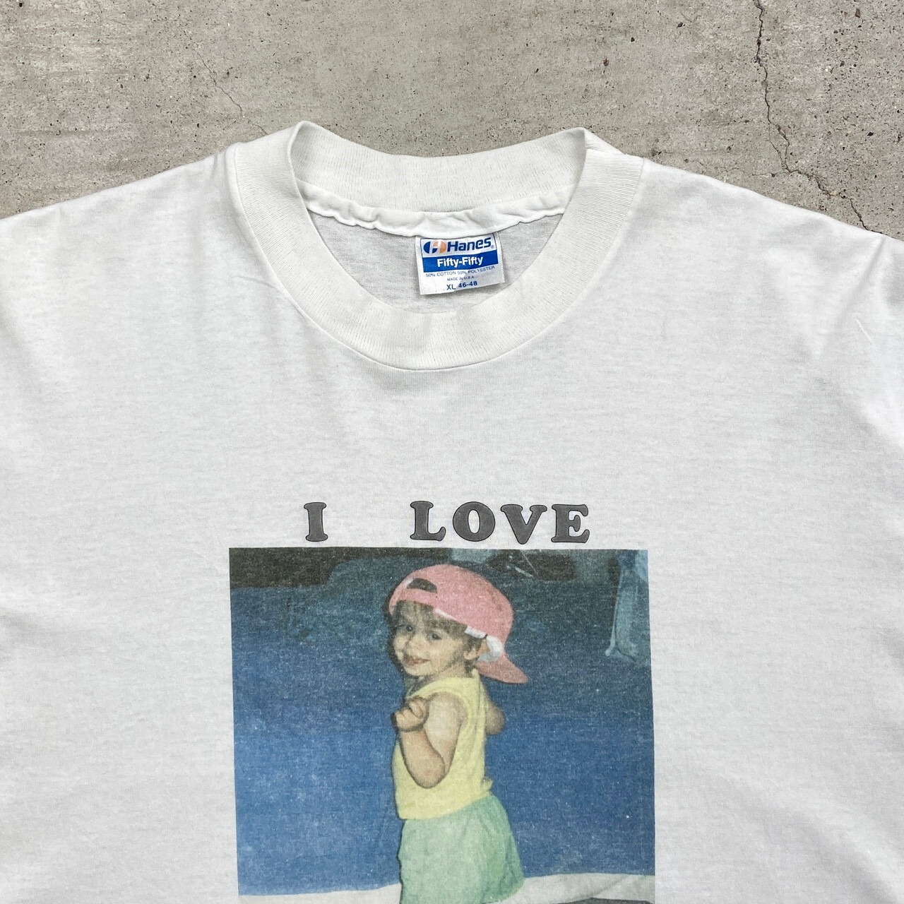 80年代〜90年代 USA製 I LOVE PAPA フォトプリントTシャツ 誰やねんT 