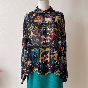 CHICO'S 80〜90s Silk Oriental pattern Blouse W206