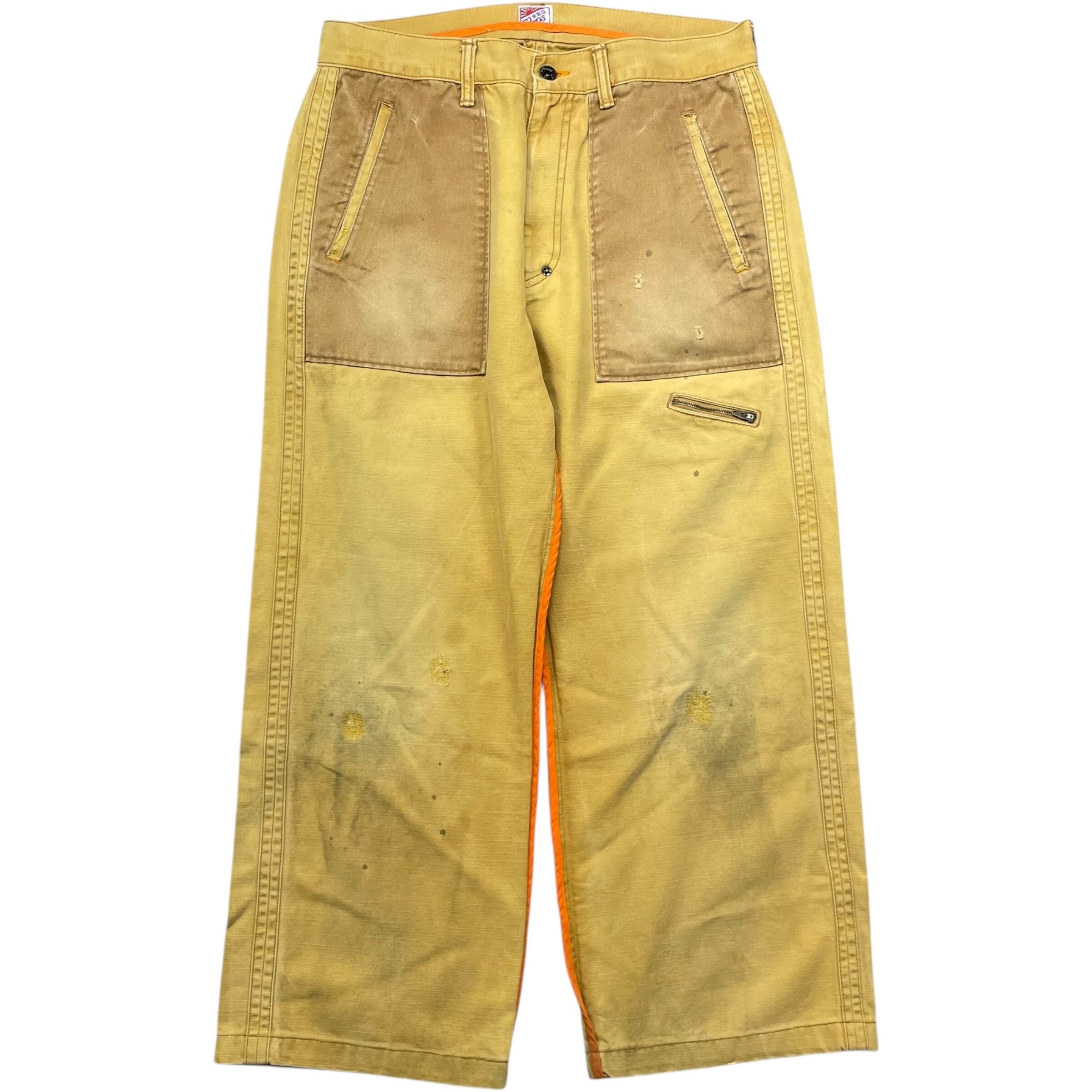 《実寸 W33L27》 PRPS 紫製品 ダックペインターパンツ ワークパンツ イエロー no.7957