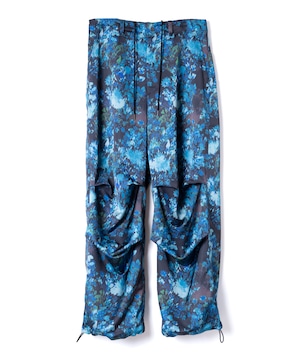 HAZY FLOWER SATIN PARACHUTE PANTS (BLK)