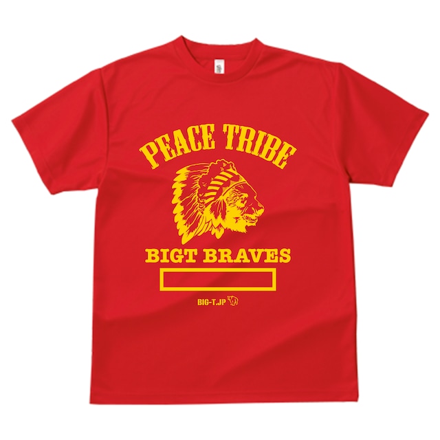 ＜新作！＞インディアンヒグマ PEACE TRIBE DRY Tシャツ：レッド