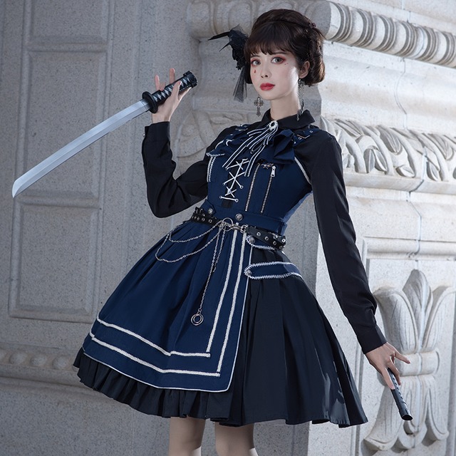 ゴスロリ通販 With U ジャンパースカート ジャンパースカート  オリジナル 軍服風 ゴスロリ コスプレ 騎士 コスチューム 病み可愛い ビジュアル系 バンギャ 原宿系 ゴスロリ服 病み服