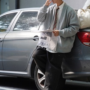 ★WAFFLE CARDIGAN V-NECK SWEATER　　　23365