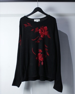【Caka BLACK】 Beautiful Flower Design L/S Knit