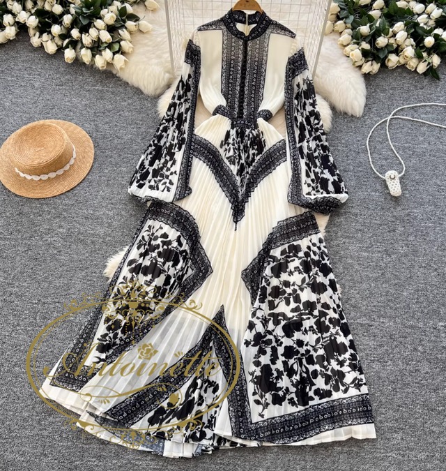 M~2XL プリント ワンピ リゾートワンピース レディース 夏 サマードレス ロング マキシ丈 半袖 シフォン 透け Aライン パネル柄 モノトーン