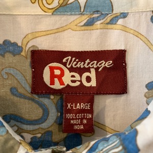 【Vintege Red】 長袖 柄シャツ XLアメリカ古着 綿