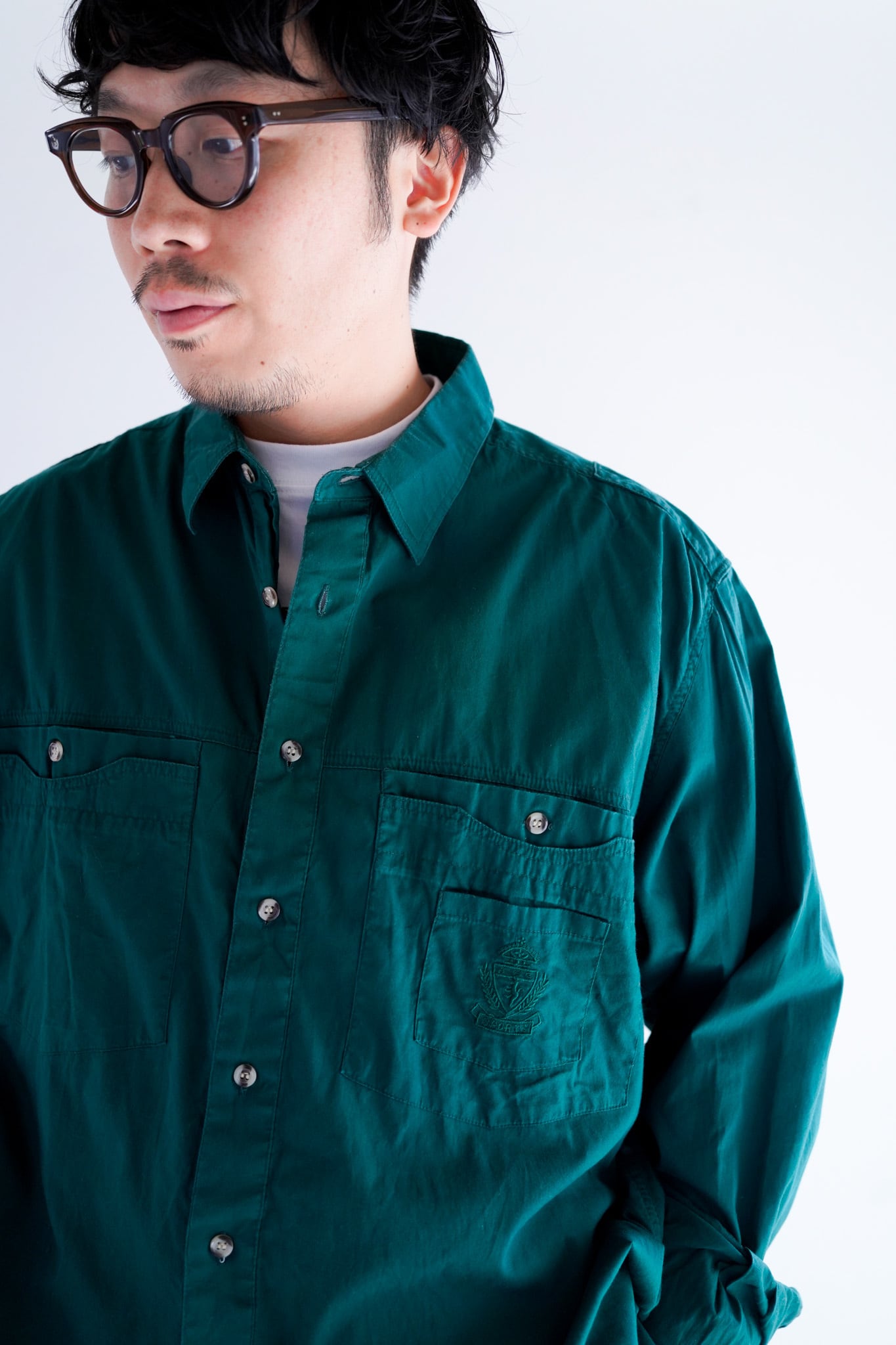 【1980s】"Italy, Green"Europe Long Shirt /5-318