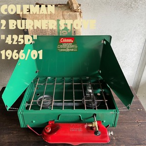コールマン 425D ツーバーナー 1966年1月製造 赤脚 赤足 コンパクト ビンテージ ストーブ 60年代 2バーナー COLEMAN 美品 製造2年間のみの希少モデル 箱付き