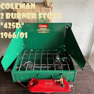 コールマン 425D ツーバーナー 1966年1月製造 赤脚 赤足 コンパクト ビンテージ ストーブ 60年代 2バーナー COLEMAN 美品 製造2年間のみの希少モデル 箱付き