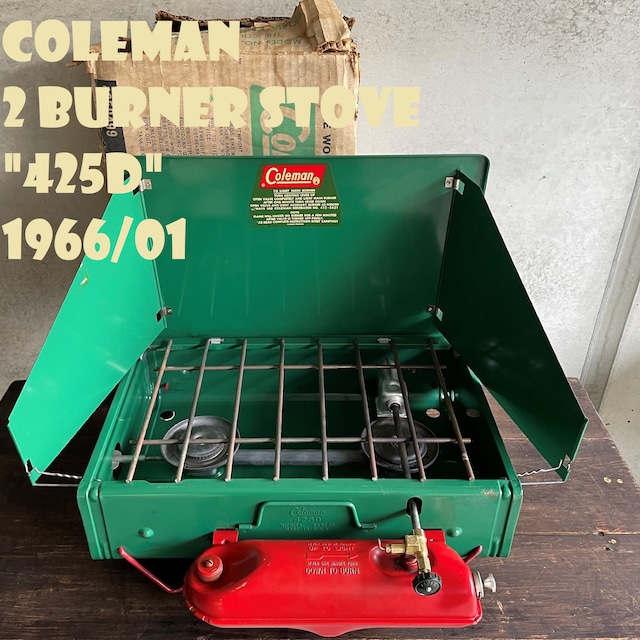 コールマン 425D ツーバーナー 1966年1月製造 赤脚 赤足 コンパクト ビンテージ ストーブ 60年代 2バーナー COLEMAN 美品 製造2年間のみの希少モデル 箱付き