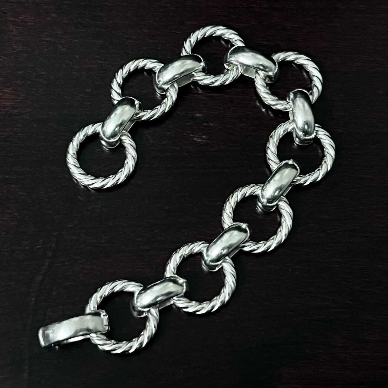 VINTAGE TIFFANY & CO. Twist Circle Link Bracelet Sterling Silver