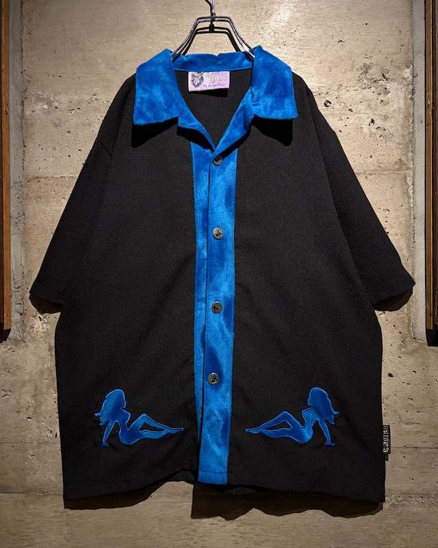 【Caka】“CASINO WEAR”Faux Fur Swiching Vintage S/S Casio Shirt