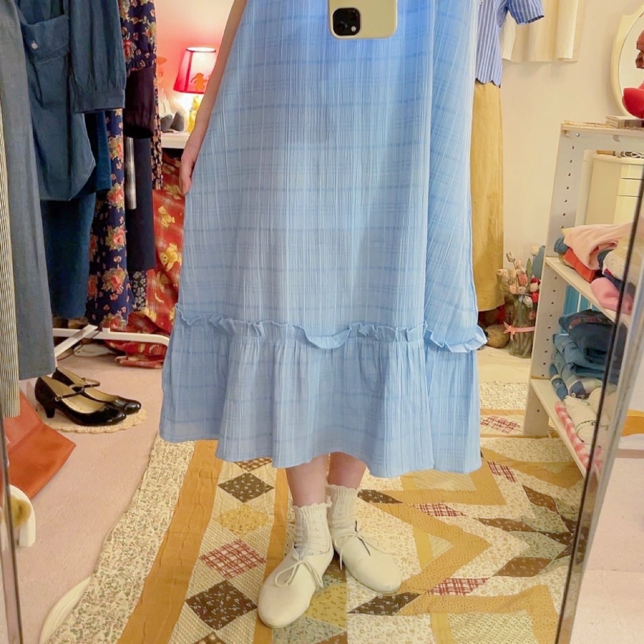 light blue camisole one-piece