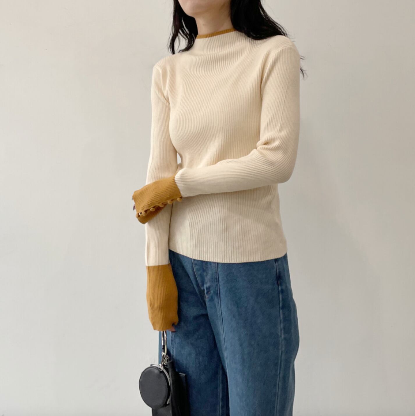 ナンバーミーTOKYO"CREW KNECK BY COLOR PULLOVER"IVORY