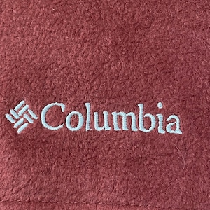 【Columbia】フリースジャケット 赤茶色 ワンポイントロゴ  刺繍ロゴ ジップアップ フルジップ XL コロンビア ライトアウター US古着