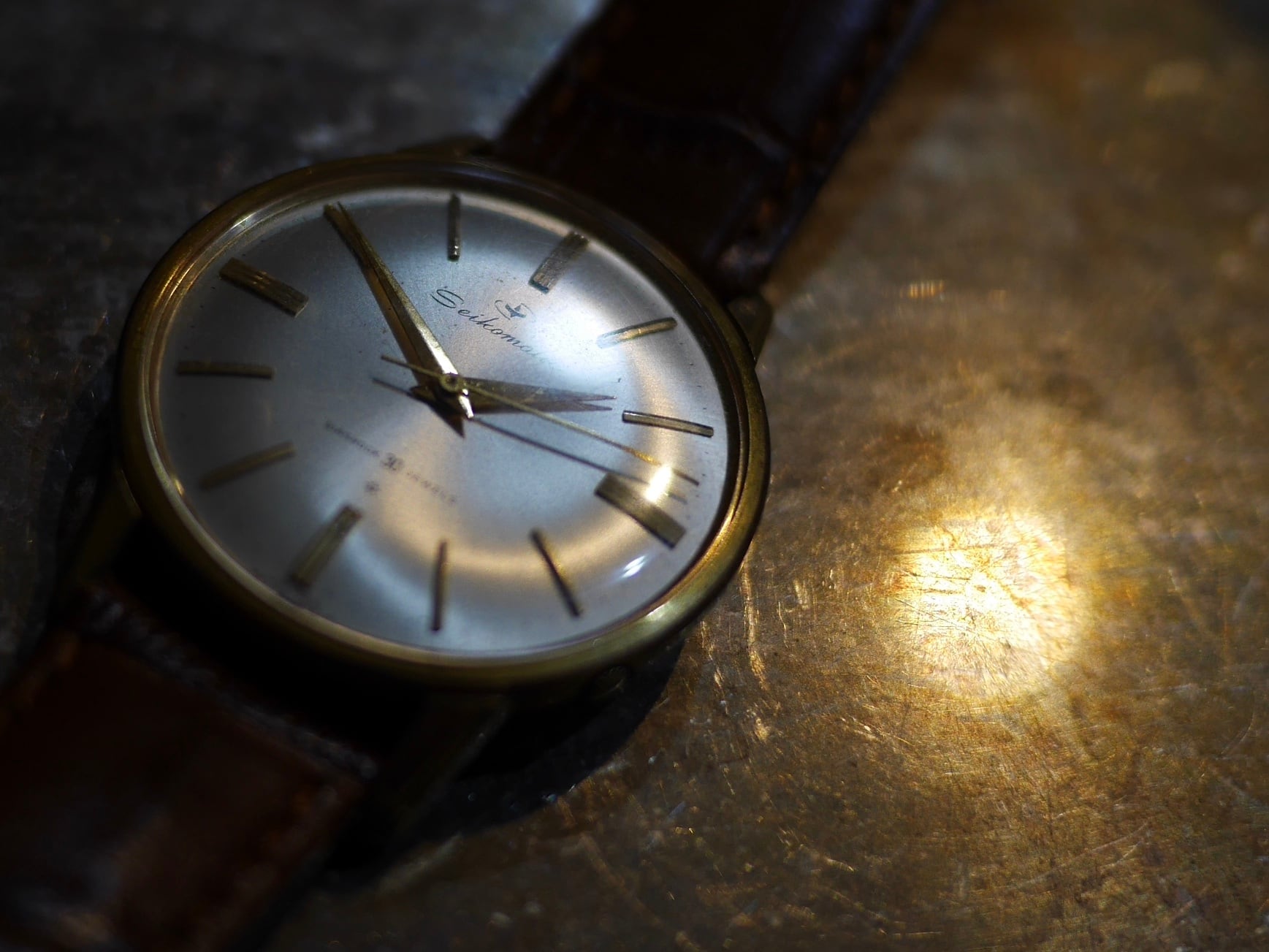 SEIKO】 1960s セイコー マチック 30石 ノンデイト 金無垢インデックス  