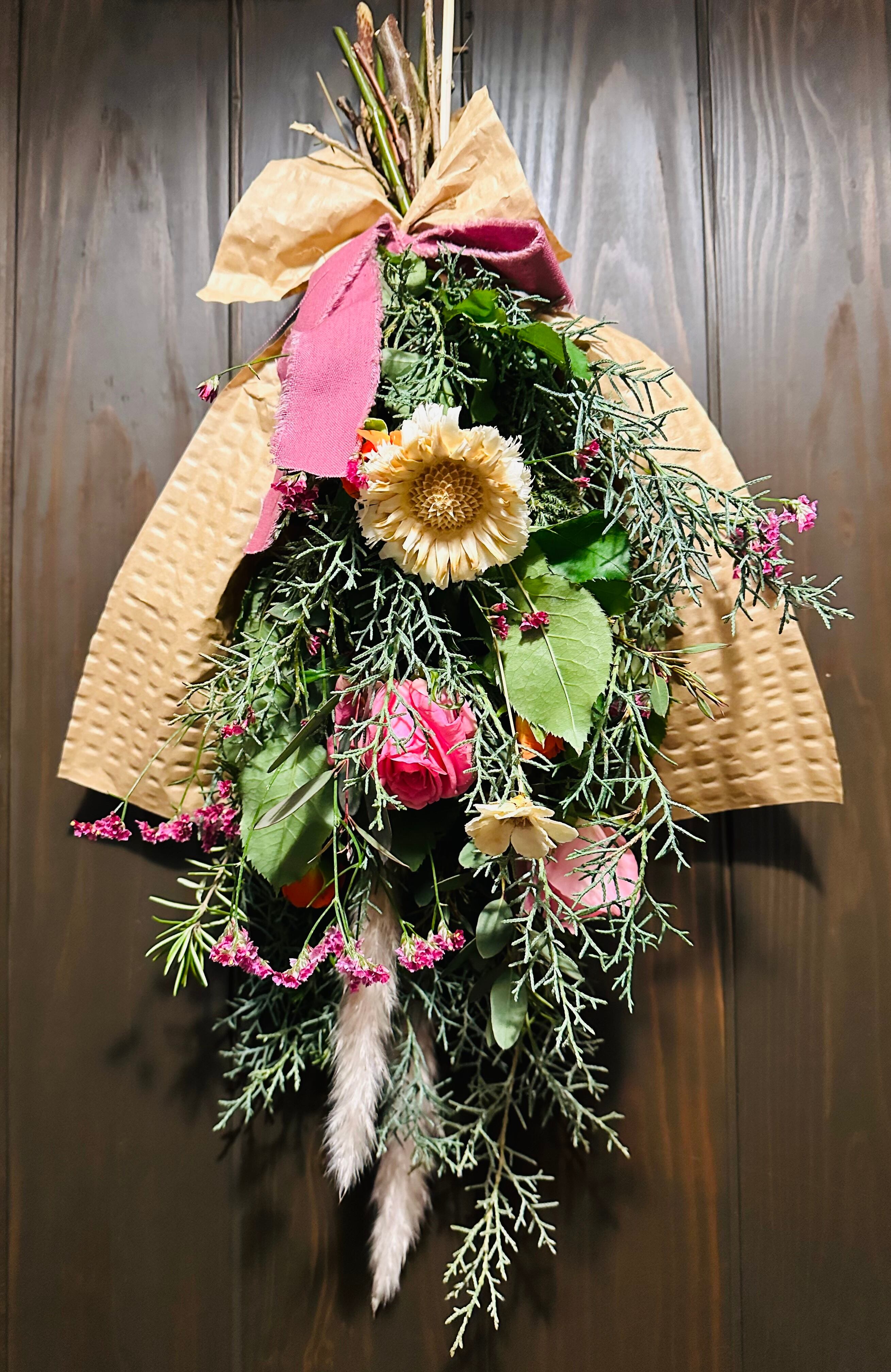 ユリとおだまきの花束一対 造花 仏花 CT触媒 お供え、お悔やみの