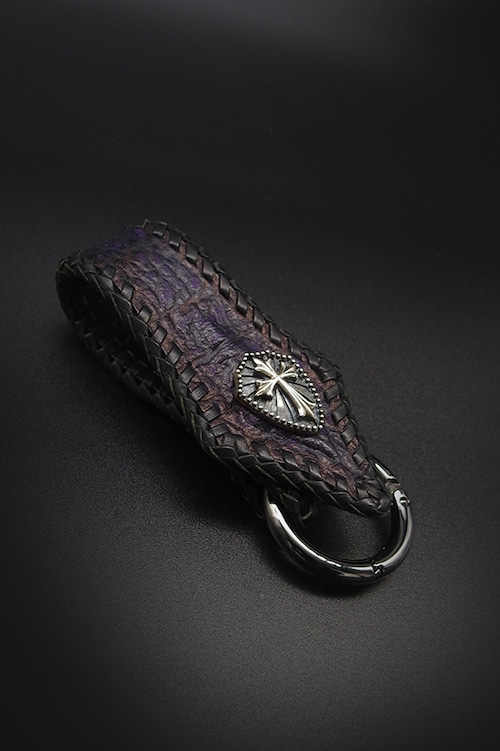 Item No.0424：Rizard tail Key Holder2 /Antelope Hand dye Antique  purple/RHL-3/Lace-fin