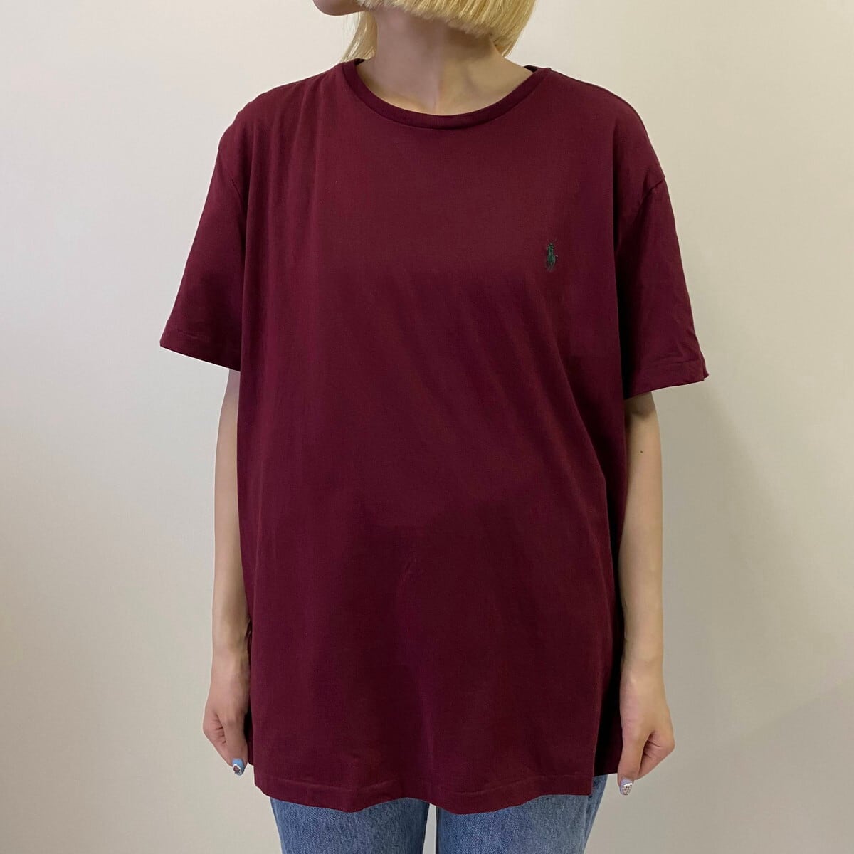 Polo Ralph Lauren ポロ ラルフローレン ワンポイントロゴ Tシャツ メンズl 古着 ワインレッド バーガンディ Tシャツ Cave 古着屋 公式 古着通販サイト