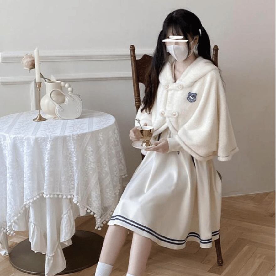 セミロリ セーラー服 ワンピース レースアップ ガーリー かわいい