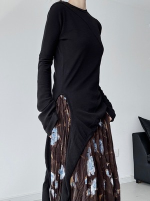 Asymmetrical curve tie slim knit  2color [T2629]