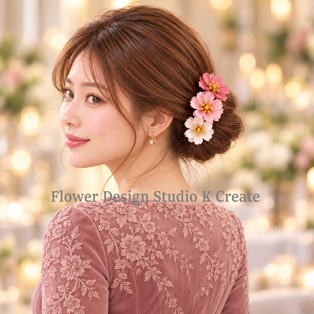ピンクと白の小花髪飾り|Uピン3本セット 結婚式・花嫁ヘア・前撮り・成人式・袴の追加パーツ