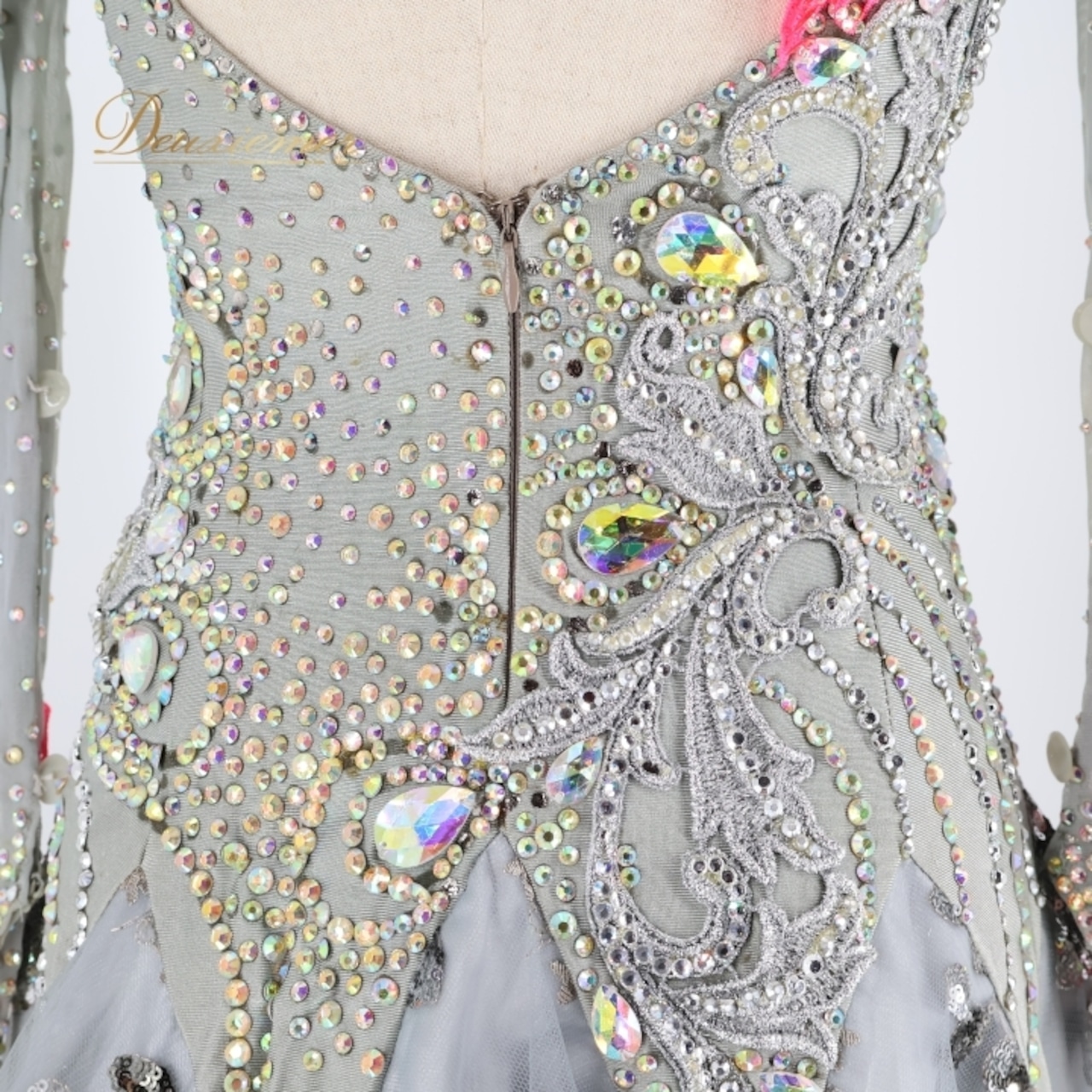 社交ダンス 衣装 スタンダード ドレス ワンピース スタンダードドレス グレー 日本製 灰色 上品 高級感 デモ 競技 ダンス パーティ 発表会 灰色 グレイ系 ピンク系 おしゃれ シンプル エレガント スカート 女性用 フォーマル パフォーマンス用 競技用 社交ダンス衣装