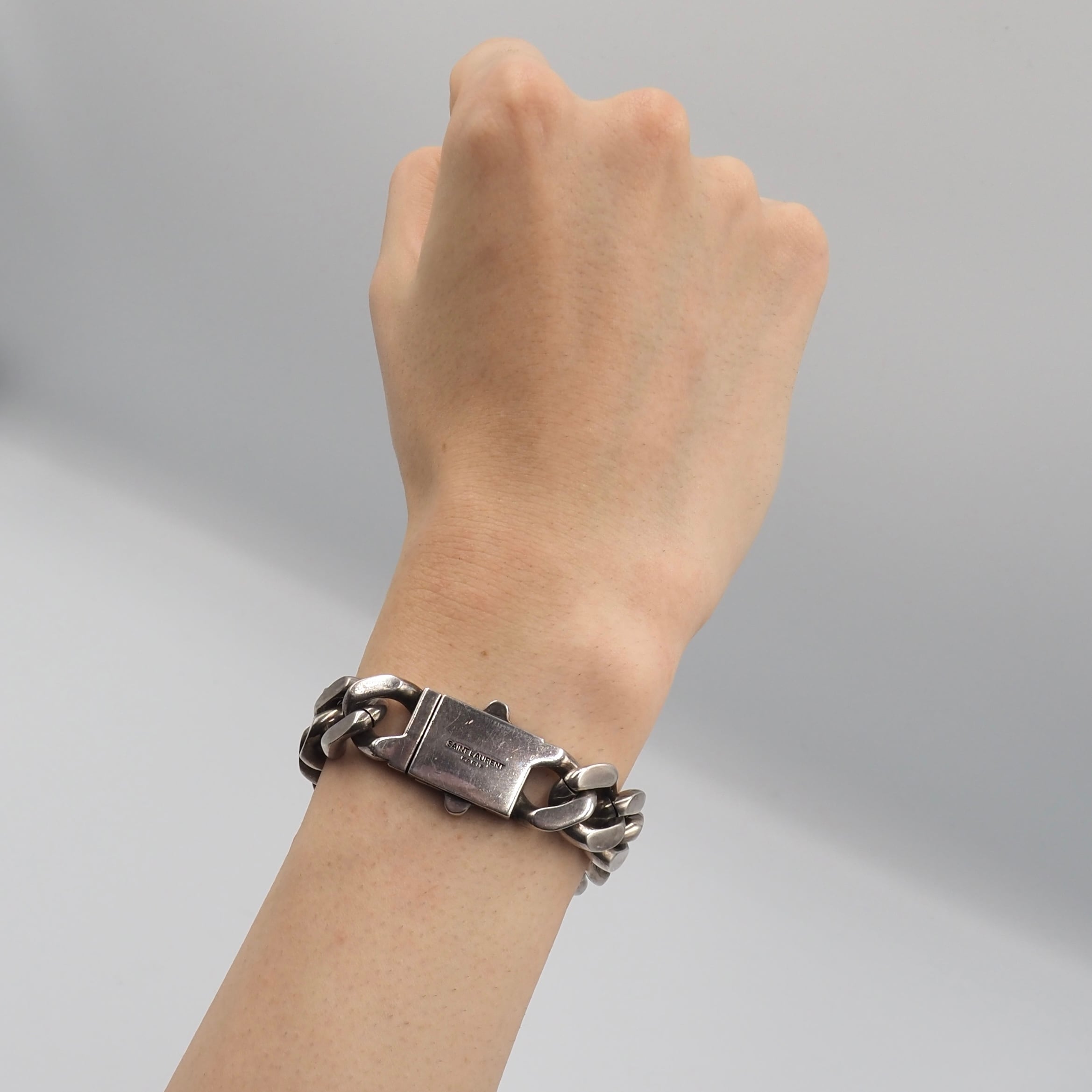11/11掲載 SAINT LAURENT PARIS メタル カーブチェーン ブレスレット