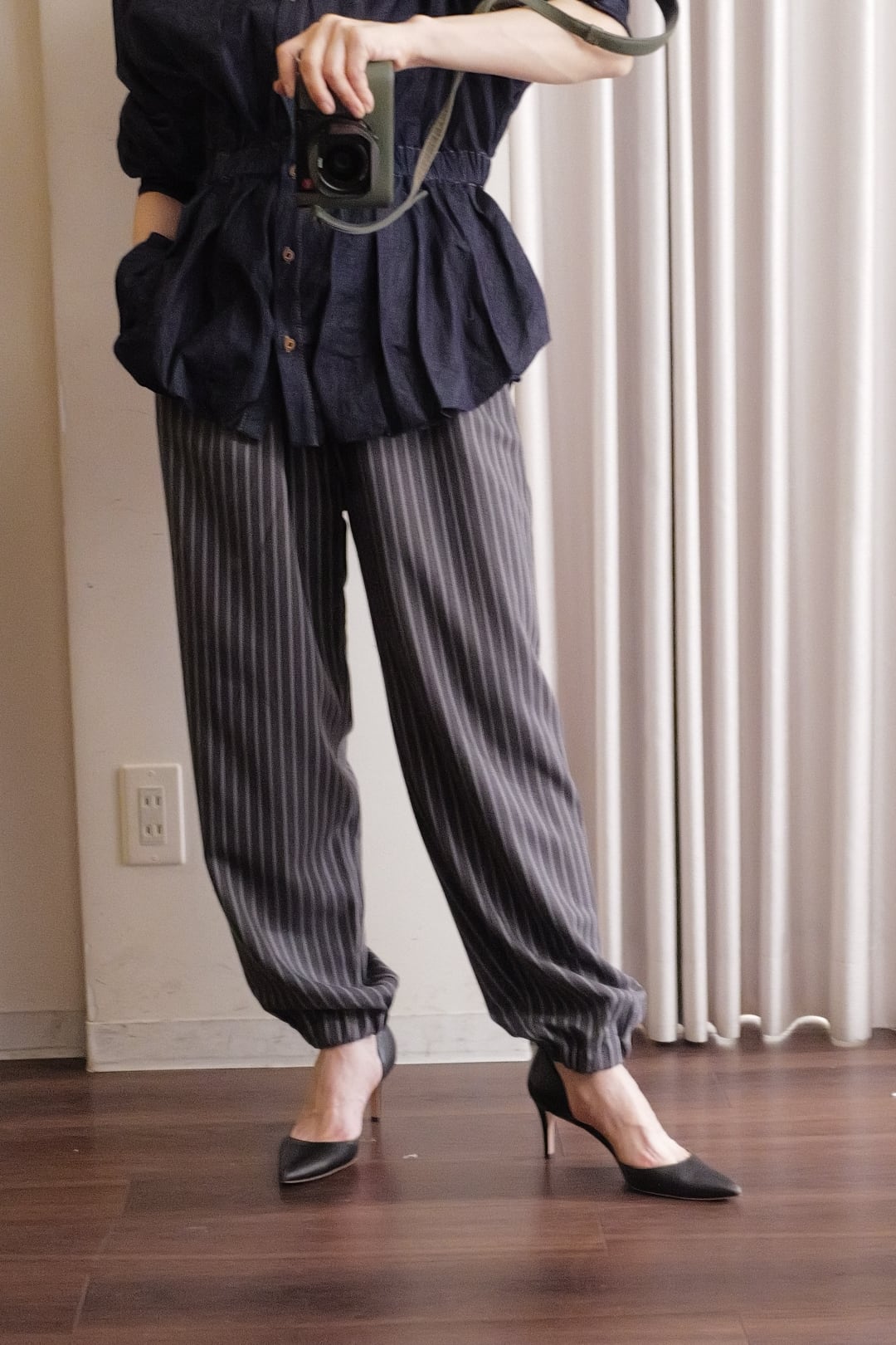 IKITSUKE stripe jogger pants Grey