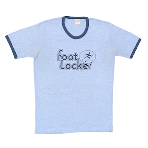 70s 80s フットロッカー 霜降りブルー リンガーTシャツ ヴィンテージTシャツ FOOTLOCKER XL相当 古着 @BE0014