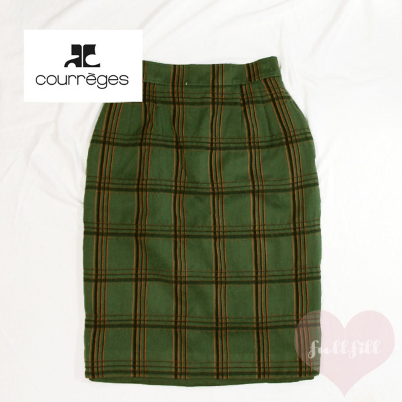 Courreges】チェック柄 ウールスカート 古着【クレージュ】 | FULLFILL