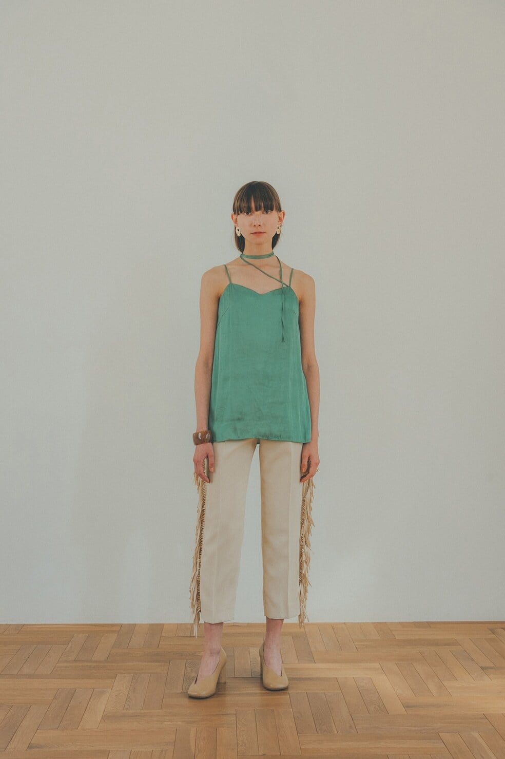 SLANT ARRANGE RIBBON CAMISOLE CLANE クラネ