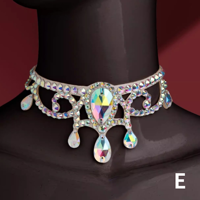 チョーカーデザイン ドロップ ラインストーン ネックレス 7type D00327