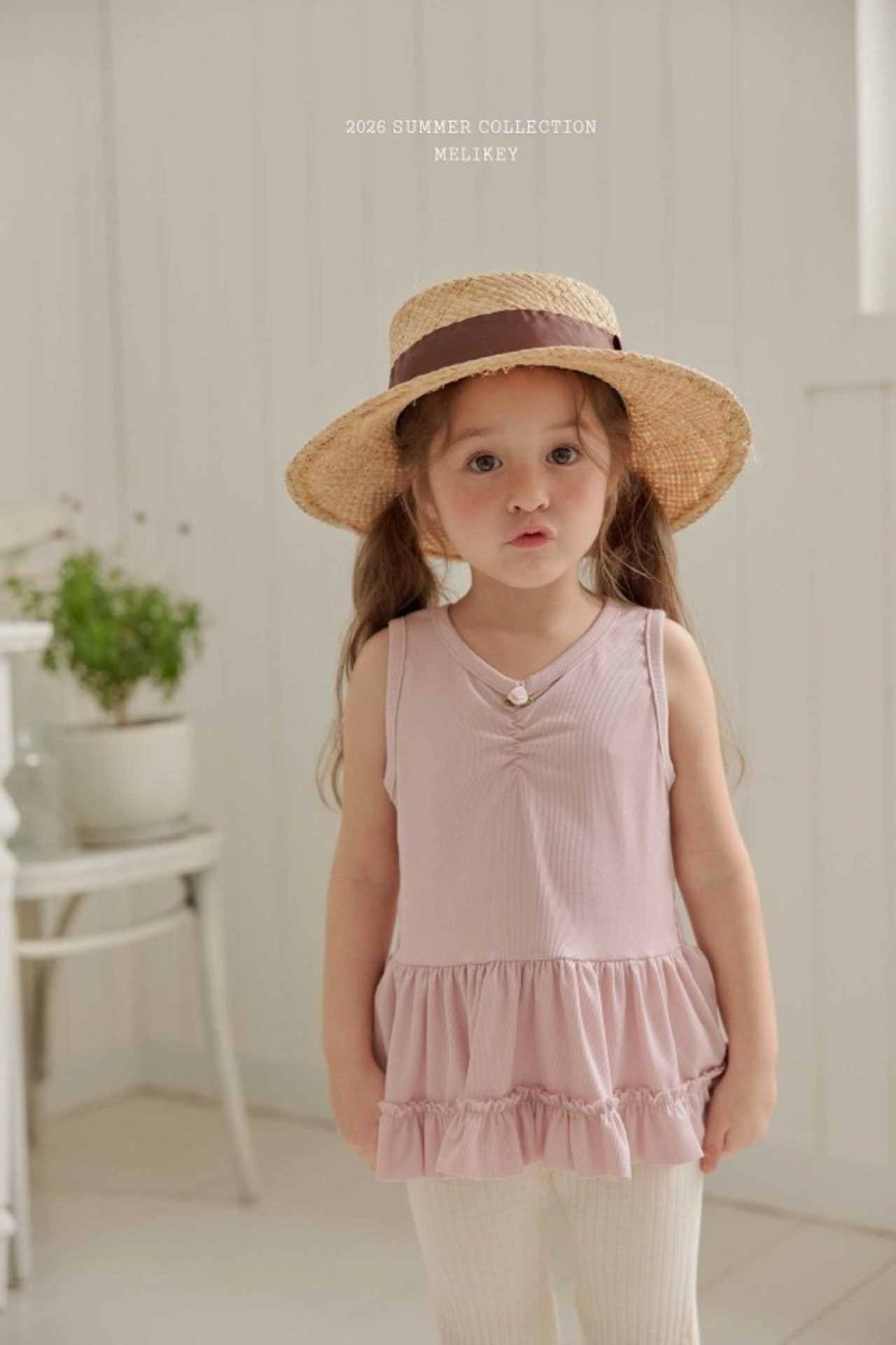[MELIKEY] Rose Frill Sleeveless Tee (JS/JM) / [미라이키] 로즈프릴나시티 (JS/JM)