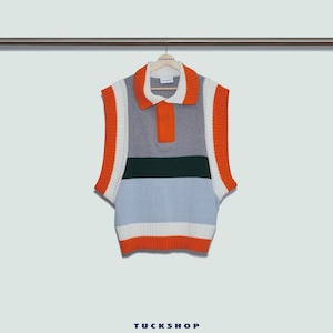 COLLARED KNIT VEST（ORANGE）