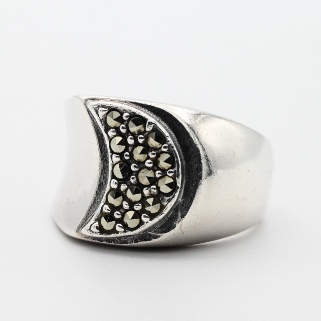 Marcasite Accent Half Moon Design Ring #13.0 / Denmark