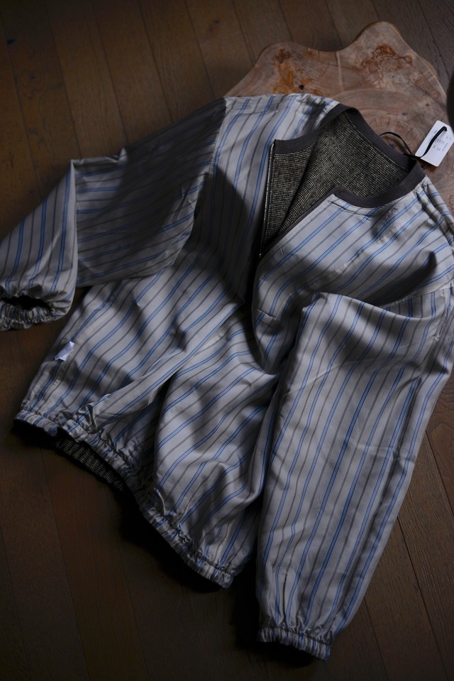 ANSMAM / Ex. wool linen zip pullover tops  textile by lyria (Houndstooth)