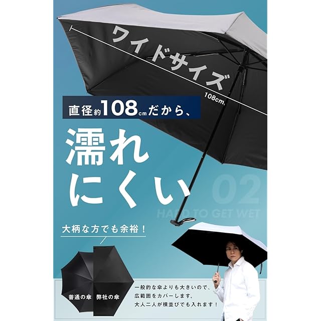 GRAV] 折りたたみ傘 晴雨兼用 傘 日傘【大きめ 直径108cm / 軽量 約