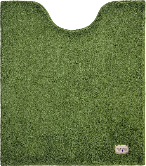 エンヴェールヘルック(R) トイレマット 80×70cm ロングサイズ ファブリック グリーン カラーモードプレミアム ふんわり 高級感のある深い色味 洗濯OK 滑り止め加工 抗菌・防臭・消臭