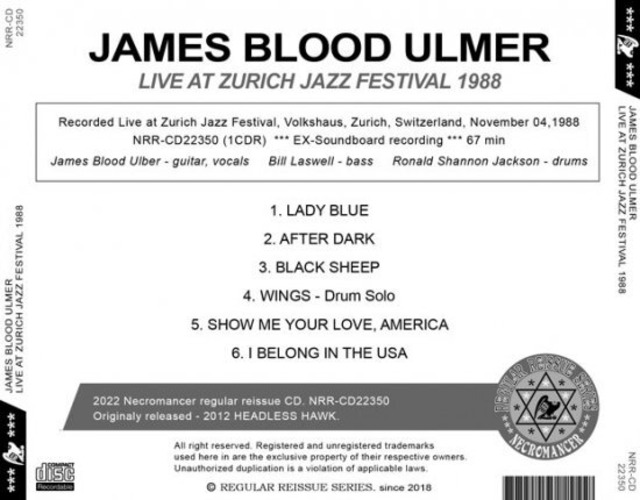 JAMES BLOOD ULMER / LIVE AT ZURICH JAZZ FESTIVAL 1988 (1CDR) BEATNIK