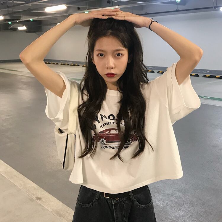 スタンダードショートTシャツ 薄手サマーハイウェストトップス レトロ 夏物 1号婦人39453128976